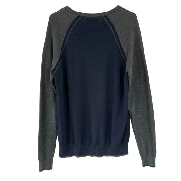 Sebastian Cooper Gray/Blue Long Sleeve V-Neck Pullover Knit Sweater Size M - Picture 2 of 5